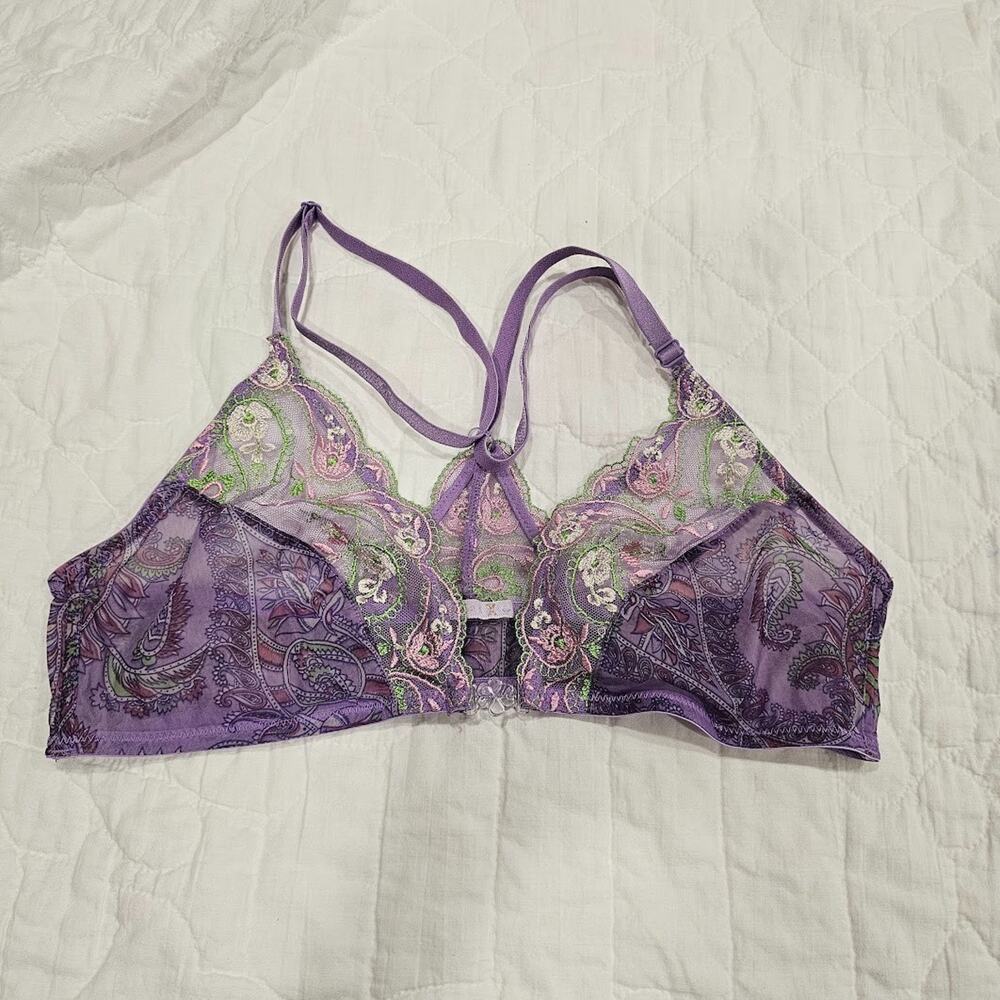 Savage x fenty Embroidered Sheer Bralette purple pink small